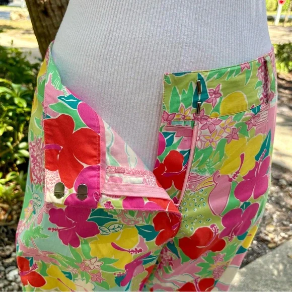 Vintage Lilly Pulitzer Harborview Pants Size 4 Capris Hawaiian Birds Floral - Picture 14 of 16